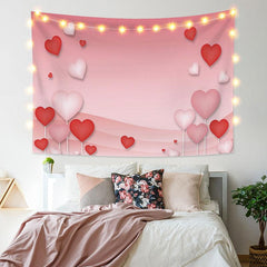 Lofaris Pink Love Ballons Family Valentine’s Day Custom Tapestry