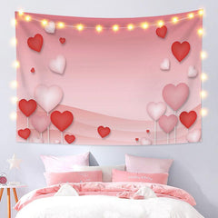 Lofaris Pink Love Ballons Family Valentine’s Day Custom Tapestry