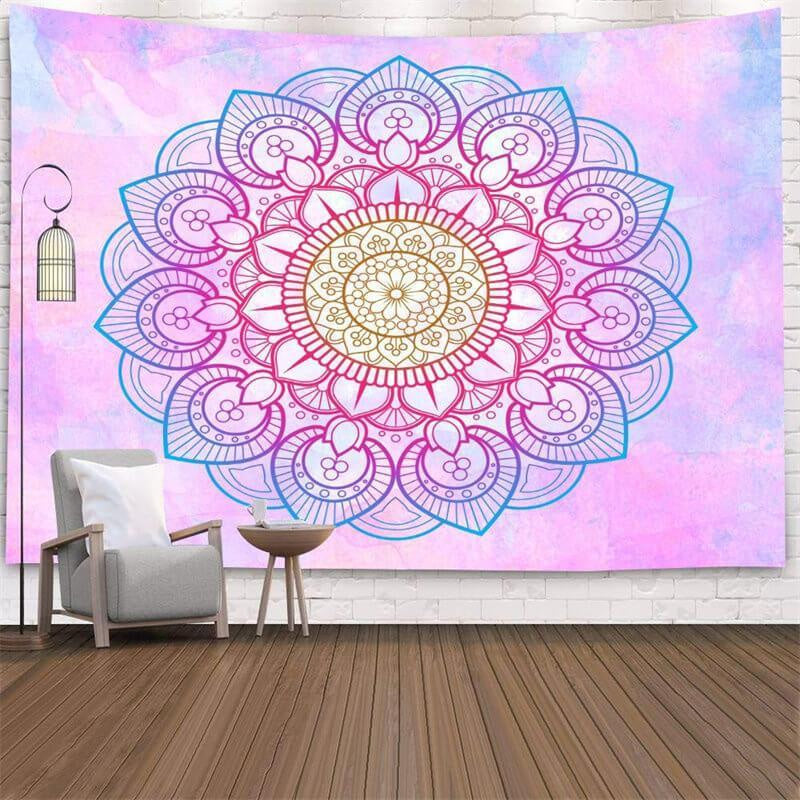 Lofaris Pink Mandala Pattern Room Decoration Wall Tapestry