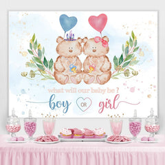 Lofaris Pink and Blue Bears Balloon Baby Shower Backdrop