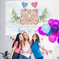 Lofaris Pink and Blue Bears Balloon Baby Shower Backdrop