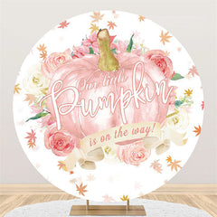 Lofaris Pink Pumpkin And Rose Baby Shower Circle Backdrop