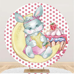 Lofaris Pink Rabbit Moon Cake Circle Party Backdrop for Girls