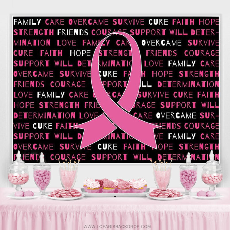 Pink Ribbon Inspirational Quotes Cancer Awareness Nurse Backdrop