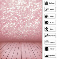 Lofaris Pink Silver Glitter Bokeh Backdrop for Birthday Party