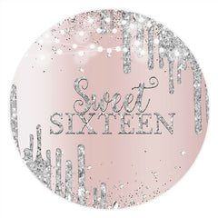 Lofaris Pink Sliver Bokeh Glitter Round 16th Birthday Backdrop