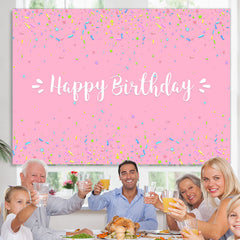 Lofaris Pink Solid Happy Birthday Party Backdrop for Girls