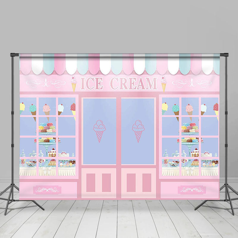 Pink Sweet Ice Cream Store Girls Happy Birthday Backdrop – Lofaris