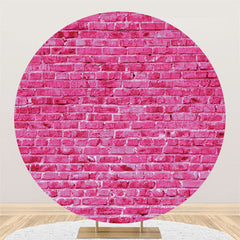 Lofaris Pink Wall Brick Theme Happy Birthday Circle Backdrop