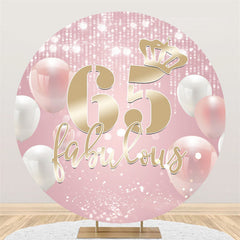 Lofaris Pink White Balloon Glitter Birthday Circle Backdrop