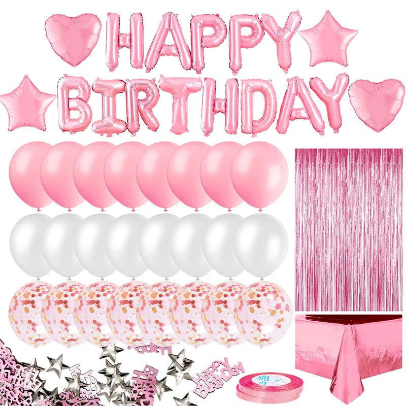 Lofaris Pink White Balloons Birthday Party Decoration for Girl