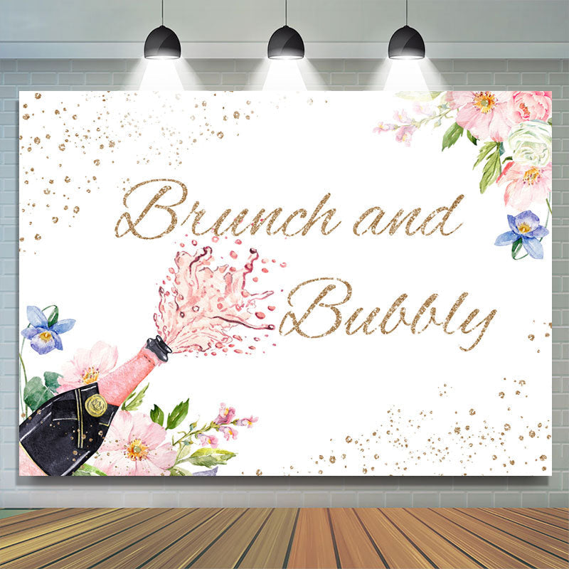 Lofaris Pink Wine Brunch And Bullly Glitter Birthday Backdrop