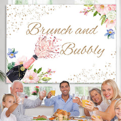 Lofaris Pink Wine Brunch And Bullly Glitter Birthday Backdrop