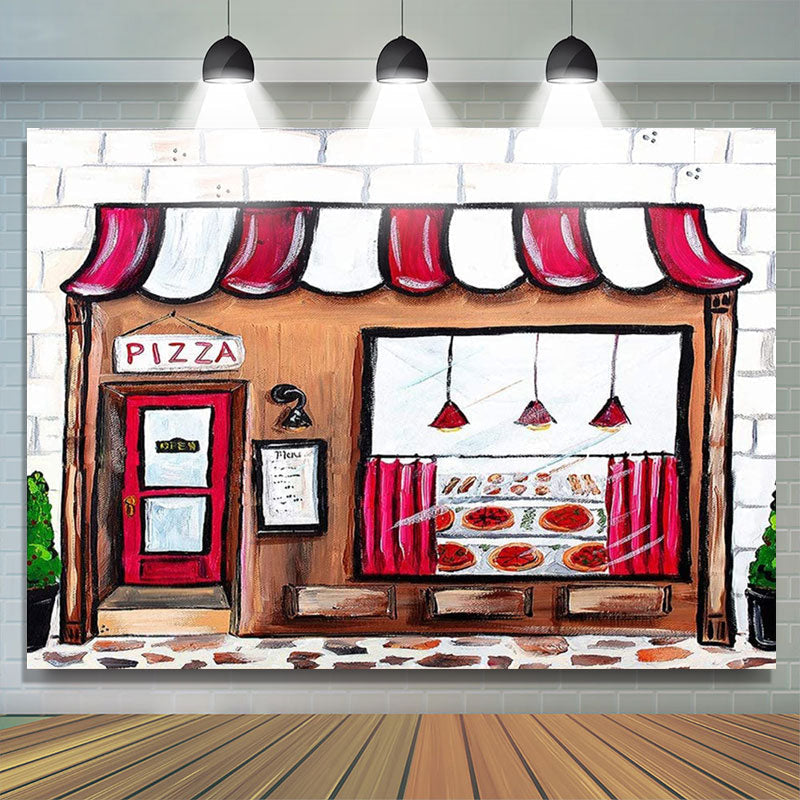 Lofaris Pizza Shop Photo Newborn Baby Shower Party Backdrop