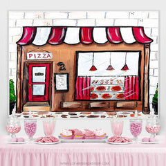 Lofaris Pizza Shop Photo Newborn Baby Shower Party Backdrop