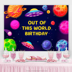 Lofaris Planets Spacecraft Blue Birthday Party Backdrop