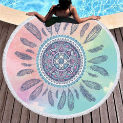 Lofaris Plume Coastal Passion Circle Mandala Beach Towel