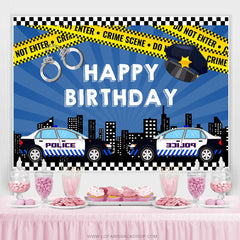 Lofaris Police Car And High Builddings Boys Birthday Backdrop