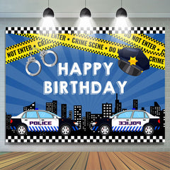 Lofaris Police Car And High Builddings Boys Birthday Backdrop