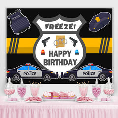 Lofaris Police Car And Pistol Happy Birthday Backdrop For Boy