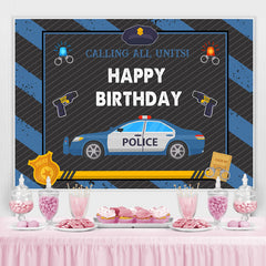 Lofaris Police Car With Blu And Black Happy Birthday Backdrop