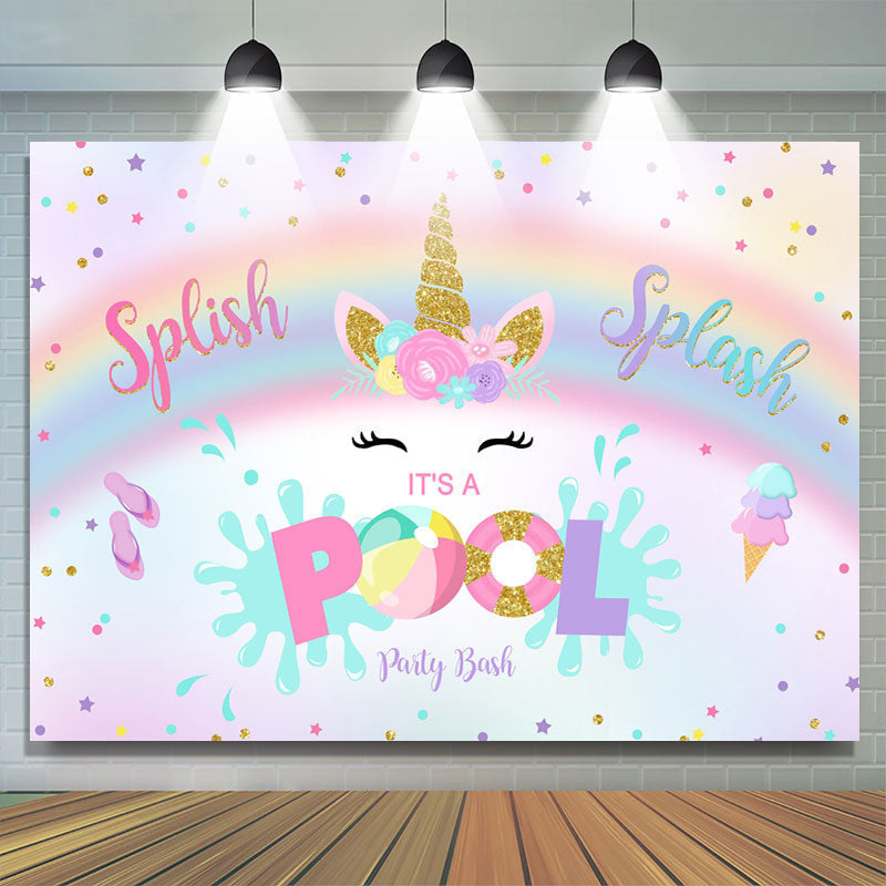 Lofaris Pool Party Backdrop Summer Unicorn Photography