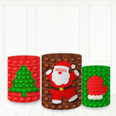 Lofaris Pop It Theme Cake Table Cover Green Red Christmas Day Pillar