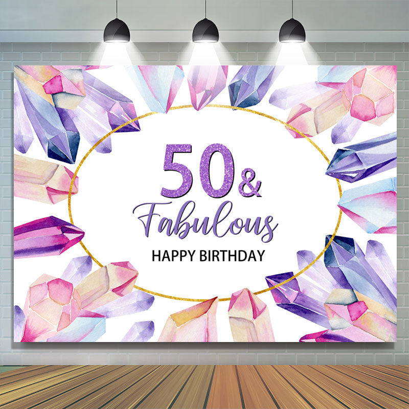 Lofaris Pretty Crystal 50 And Fabulous Happy Birthday Backdrop