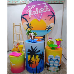 Lofaris Pretty Hawaii Beach Sunset Party Round Backdrop Kit