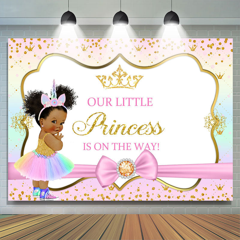 Princess And Pink Theme Baby Shower Backdrop For Girl