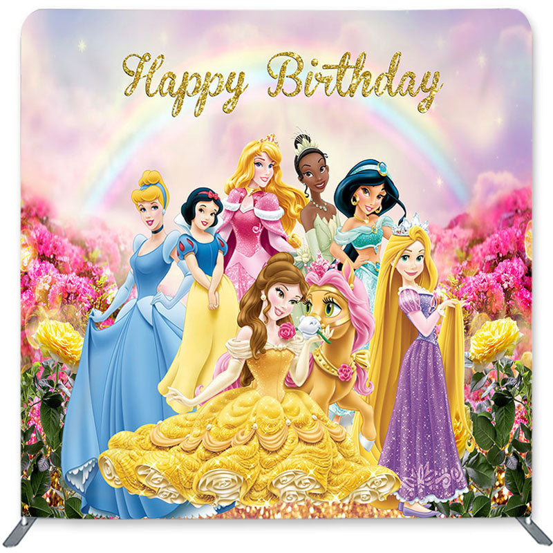 Lofaris Princess And Rainbow Double-Sided Backdrop for Birthday