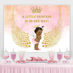 Lofaris Princess With Glitter Wing Pink Baby Shower Backdrop