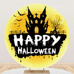 Lofaris Pumpkin Castle Yellow Light Halloween Circle Backdrop