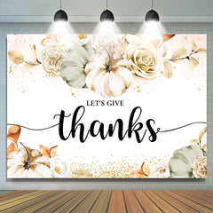 Lofaris Pumpkin Floral Lets Give Thanks Autumn Holiday Backdrop