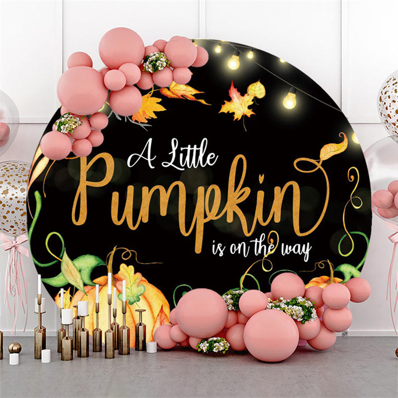 Lofaris Pumpkin Glitter Light Theme Baby Shower Round Backdrop
