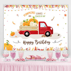 Lofaris Pumpkins and Leaves Autumn Happy Birthday Backdrop