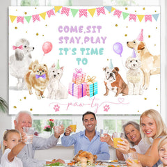 Lofaris Puppy Game Party Theme Happy Birthday Backdrop