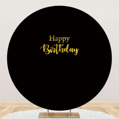 Lofaris Pure Black Gold Happy Birthday Round Backdorp For Party