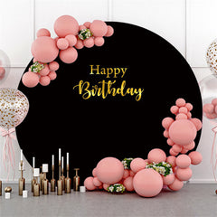 Lofaris Pure Black Gold Happy Birthday Round Backdorp For Party