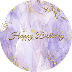 Lofaris Purple Abstract And Gold Round Happy Birthday Backdrop