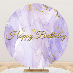 Lofaris Purple Abstract And Gold Round Happy Birthday Backdrop