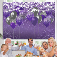 Lofaris Purple And Black Bokeh Glitter Balloons Birthday Backdrop