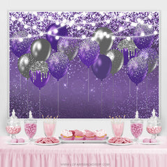 Lofaris Purple And Black Bokeh Glitter Balloons Birthday Backdrop