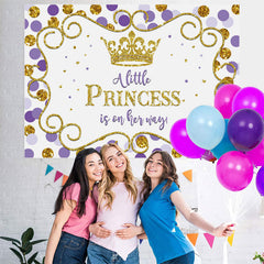 Lofaris Purple and Golden Crown Princess Baby Shower Backdrop