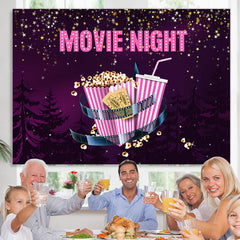 Lofaris Purple Black Sky With Star Movie Night Popcorn Backdrop