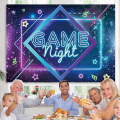 Lofaris Purple Blue Bokeh Game Night Happy Birthday Backdrop