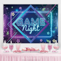 Lofaris Purple Blue Bokeh Game Night Happy Birthday Backdrop