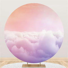 Lofaris Purple Cloud Sky Round Baby Shower Decoration Backdrop