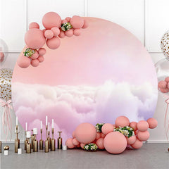 Lofaris Purple Cloud Sky Round Baby Shower Decoration Backdrop