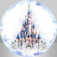 Lofaris Purple Dream Castle Girls Round Birthday Party Backdrop